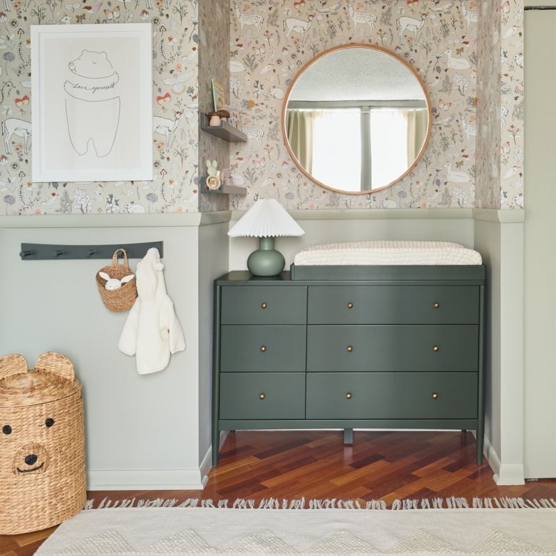 Hampshire 50" Olive Green 6-Drawer Kids Dresser - Image 4