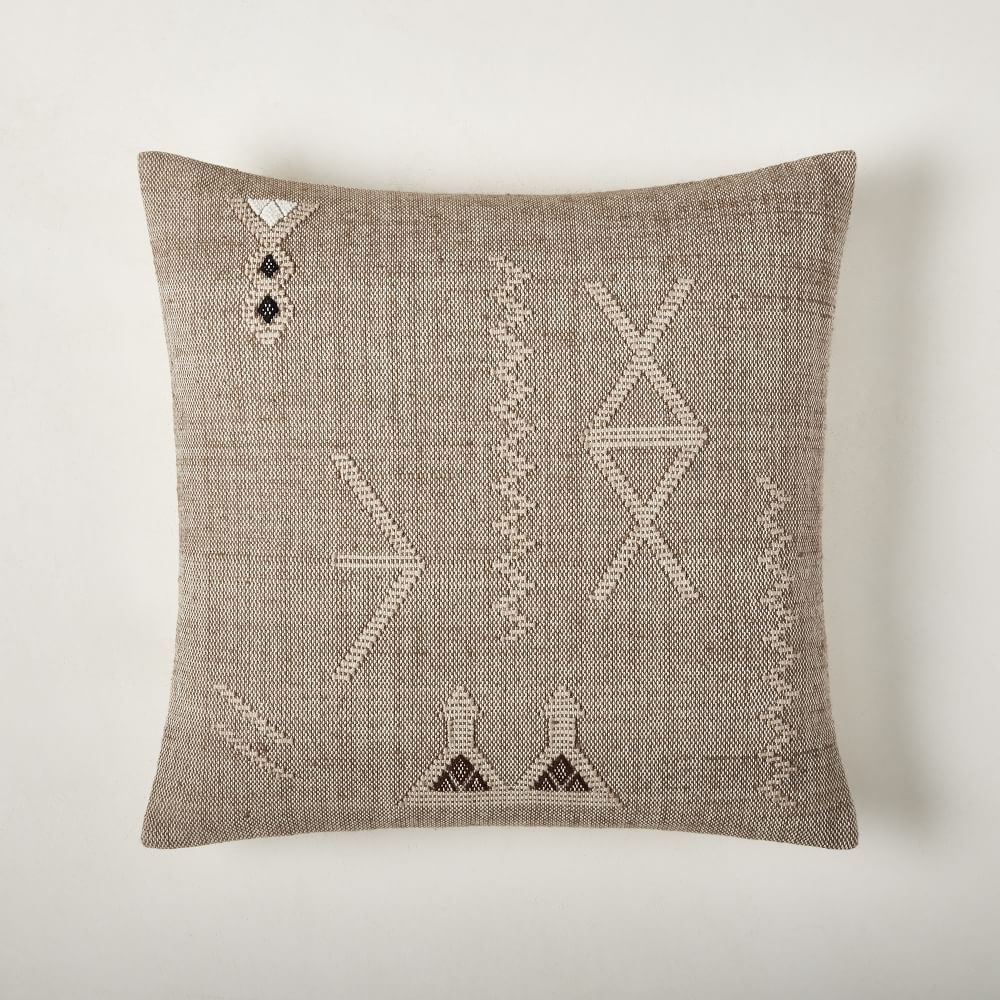 Minimal Moroccan Woven Pillow Cover, 20"x20", Mocha, Set of 2 - Image 0