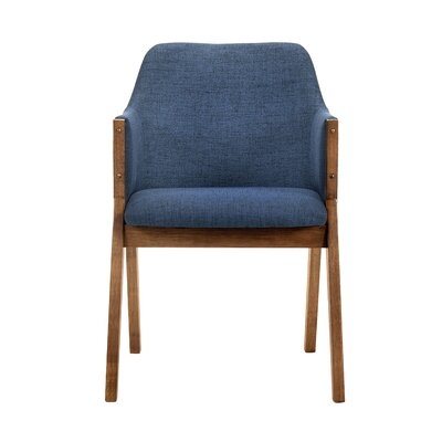 Trocadero Blue Fabric And Walnut Wood Dining Side Chairs - Set Of 2 - Image 0