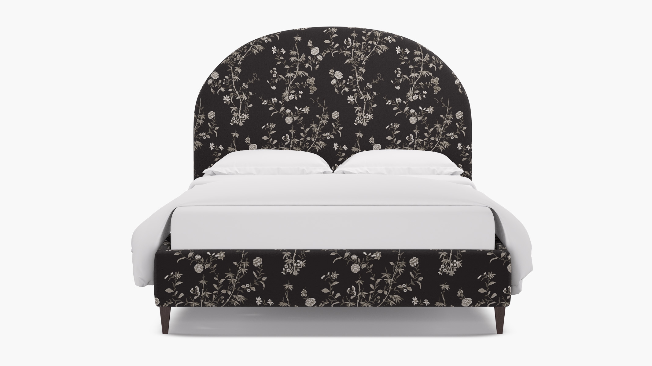 Demilune Bed, Black Bamboo Garden, Espresso Square Tapered Leg, King - Image 0