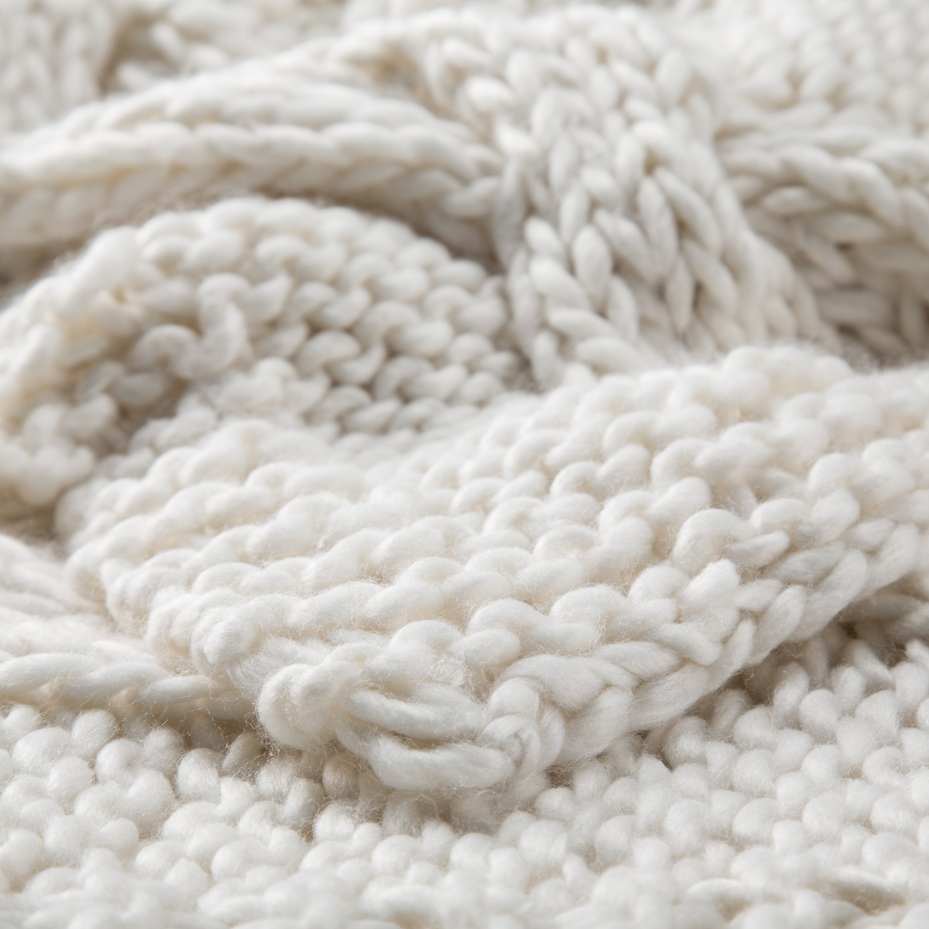 Koen Knit Throw Blanket, Off-White - Image 1