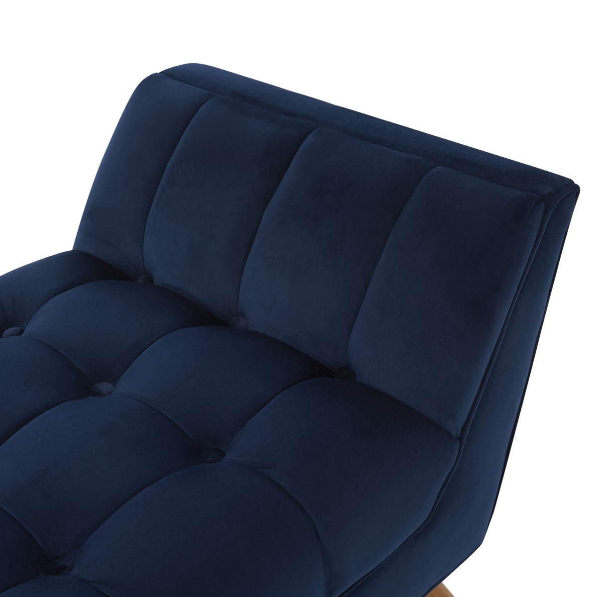 Damian Tufted Bench - Navy / Dark Brown - Image 2