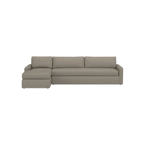Ghent Square Arm Slipcovered Left 2-Piece L-Shape Sofa with Chaise, Standard Cushion, Perennials Performance Canvas, Taupe - Image 0