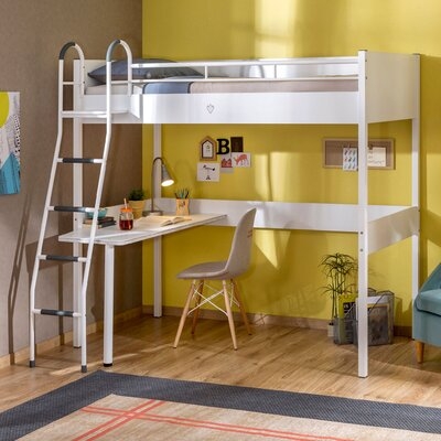White Loft Bed With Study Desk - Image 0
