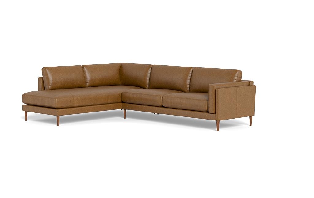 Gaby Leather 3-Seat Sectional with Left Bumper - Image 2