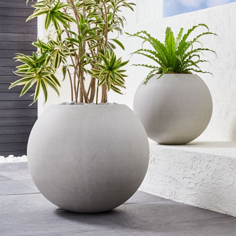 Sphere Small Light Grey Indoor/Outdoor Planter 20" - Image 8