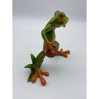 Tree Frog with Basket Ball Figurine - Image 0