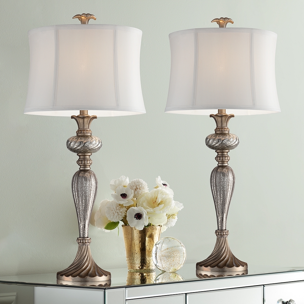 Regency Hill Alyson 32 3/4" Mercury Glass Table Lamps Set of 2 - Image 0