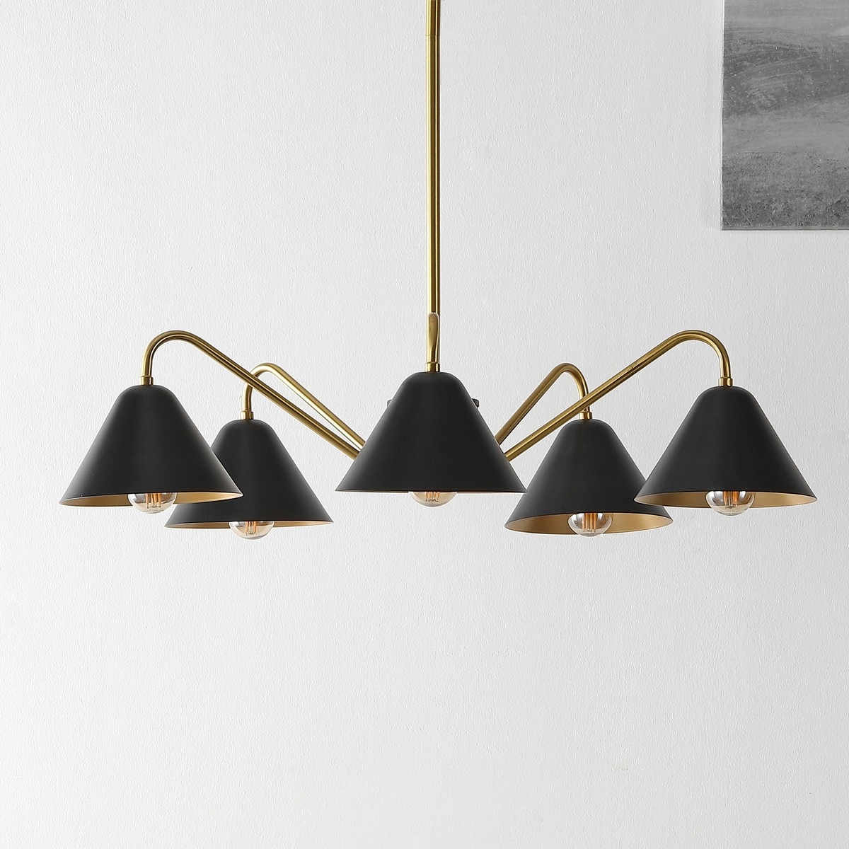 Meissa 5Lt 27" Chandelier - Black / Brass - Safavieh - Image 2