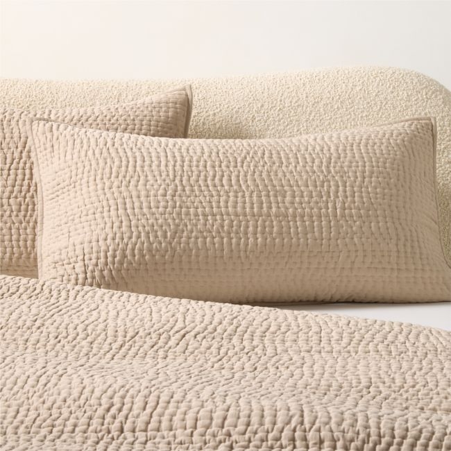 Stitched Organic Cotton Sateen Taupe King Pillow Shams Set of 2 - Image 0