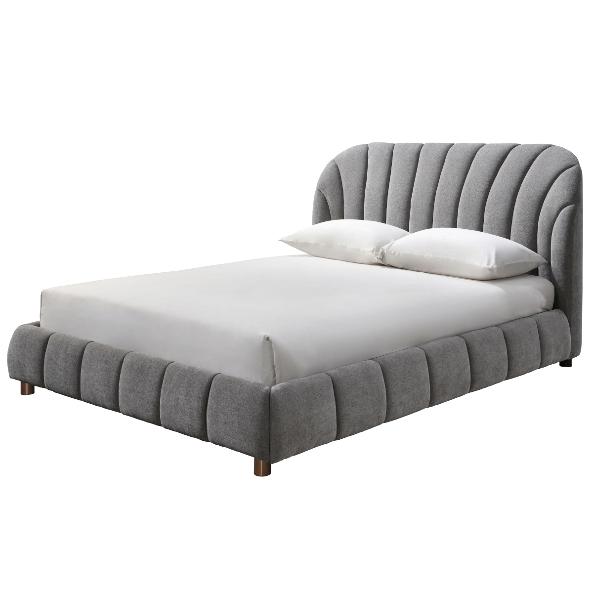 Tillie Channel Tufted Bed - Dark Grey / Walnut - Image 2