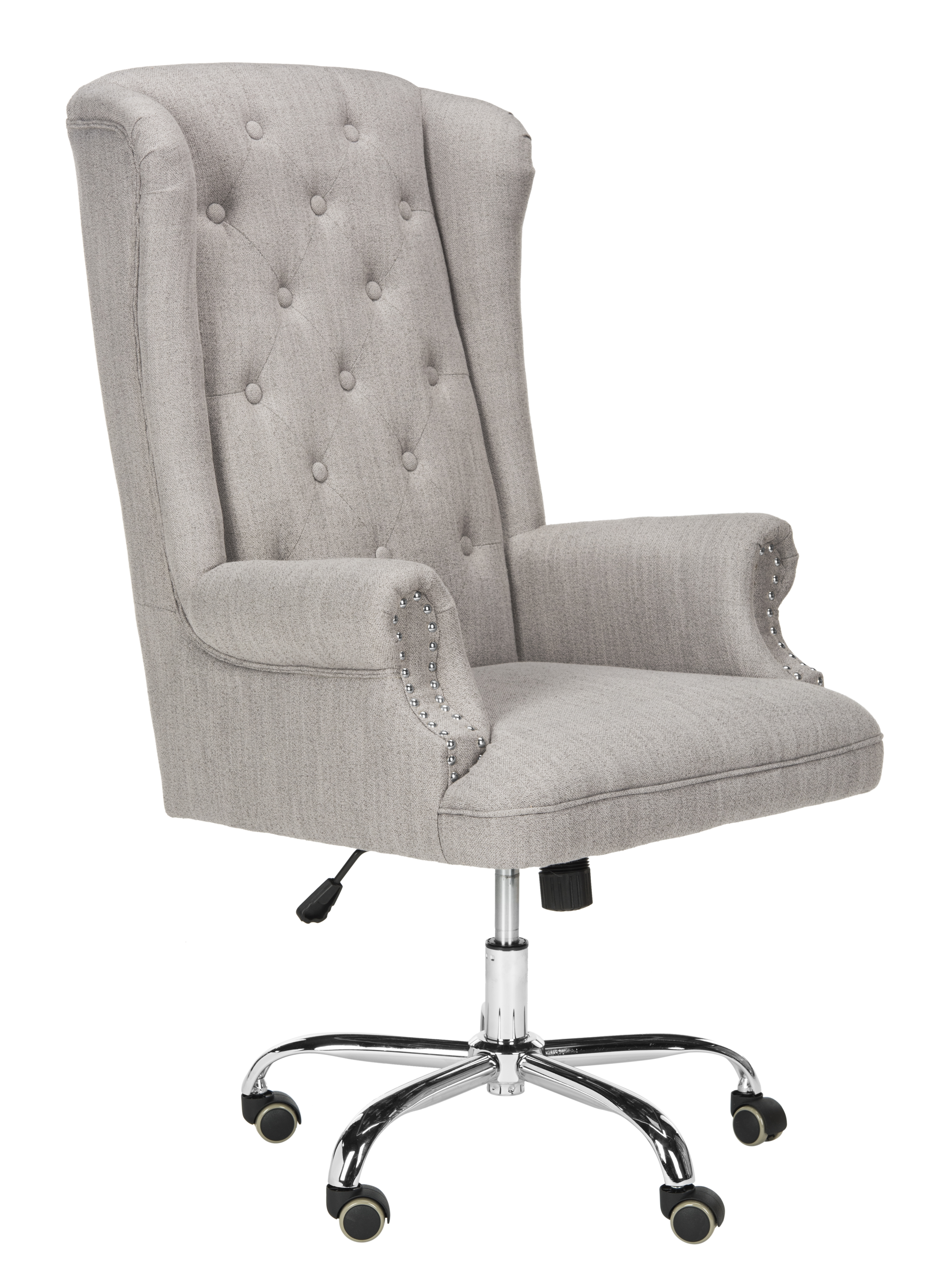 Ian Linen Chrome Leg Swivel Office Chair - Grey/Chrome - Arlo Home - Image 1