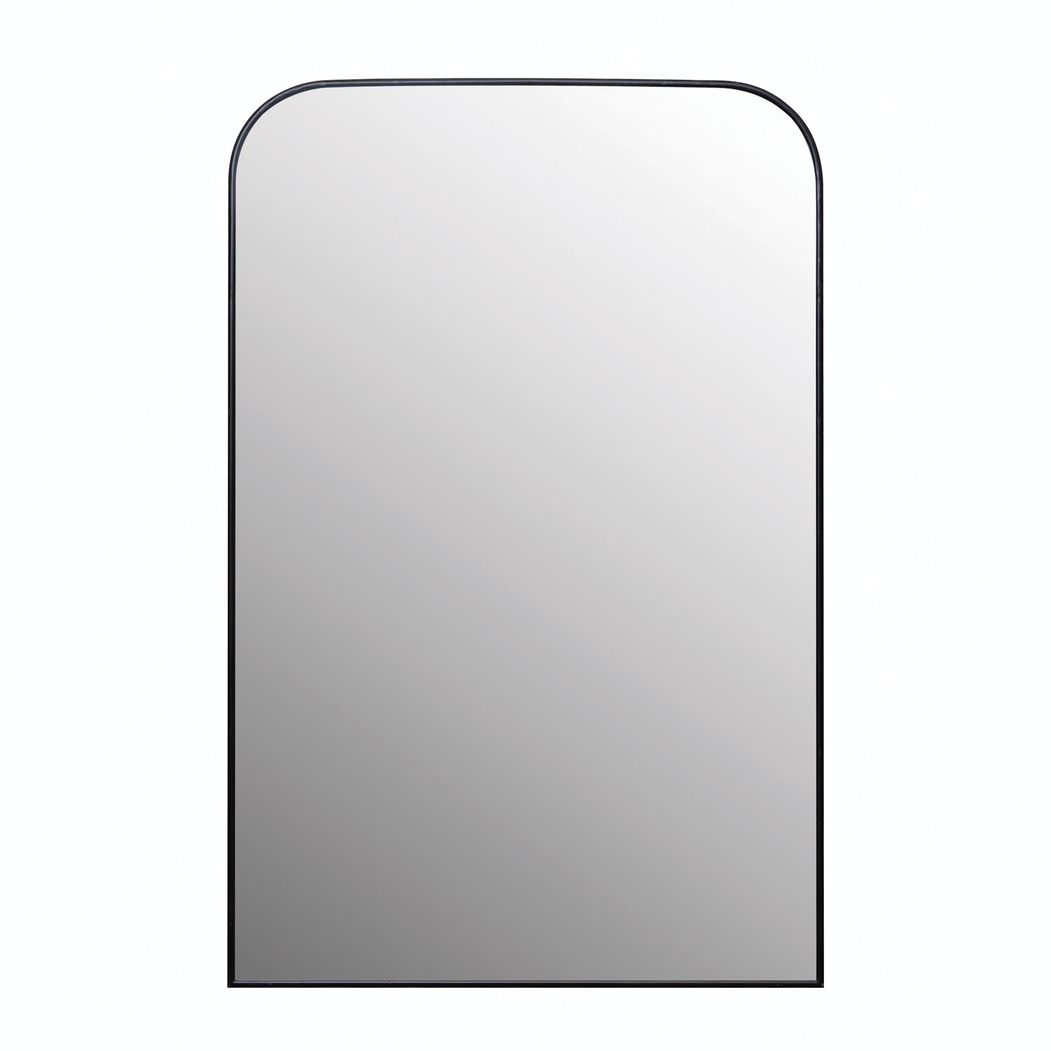 Rounded Edge Rectangle Metal Framed Wall Mirror, Black - Image 0