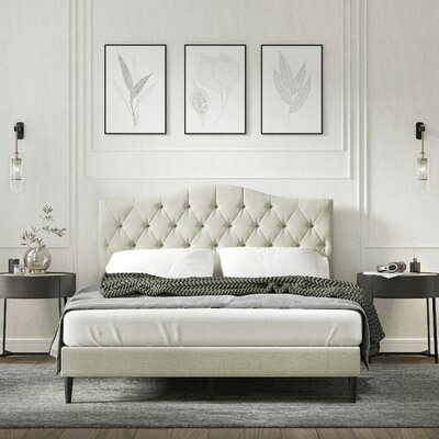 Barrington Tufted Upholstered Low Profile Platform Bed - Image 0