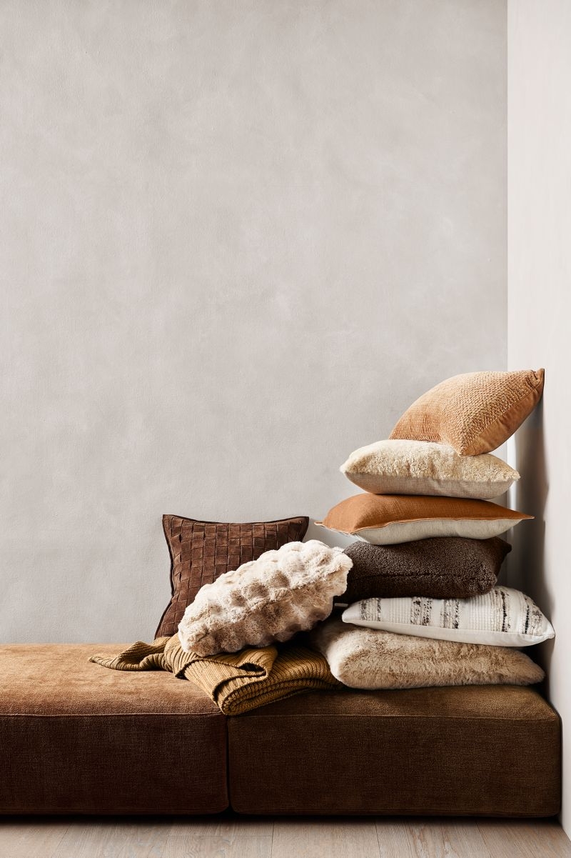 Maple Brown 20x20 Organic Laundered Linen Throw Pillow with Down-Alternative Insert - Image 1