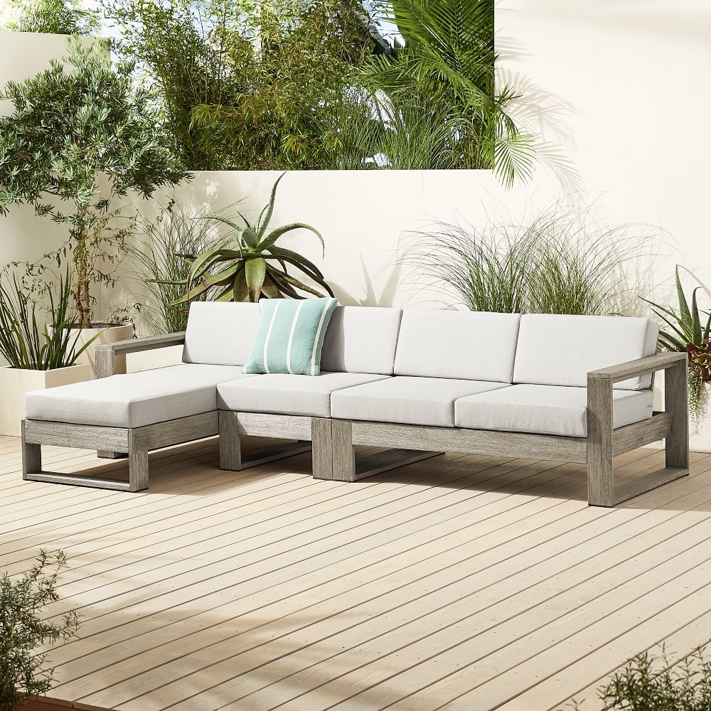 Portside Set 5: Weathered Gray Left Arm Chaise + Armless Single + Right Arm Sofa - Image 0