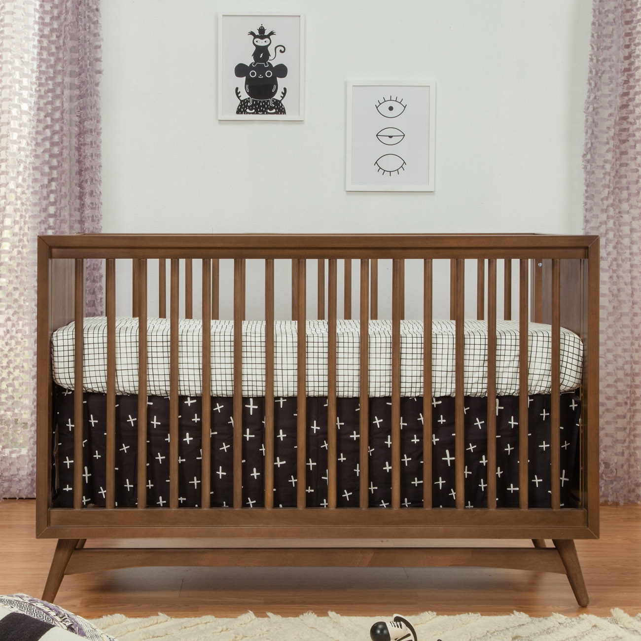 Babyletto Peggy Mid Century Modern Brown Wood Convertible Crib - Image 6