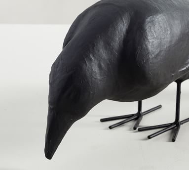 Decorative Object Paper Mache Raven, Head Down - Image 1