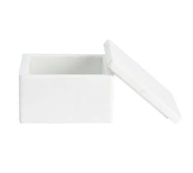 Square Marble Trinket Box, 5" x 5", White - Image 4