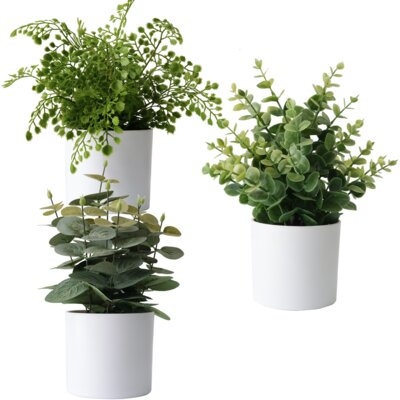 Faux Plants In Pot, 9'', Set of 3 - Image 0
