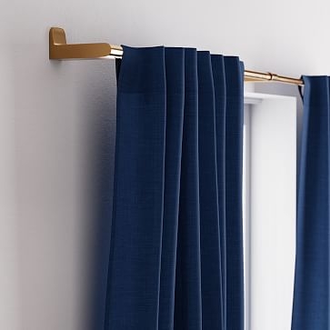 Solid Belgian Linen Curtain, Midnight, 48"x108" - Image 2