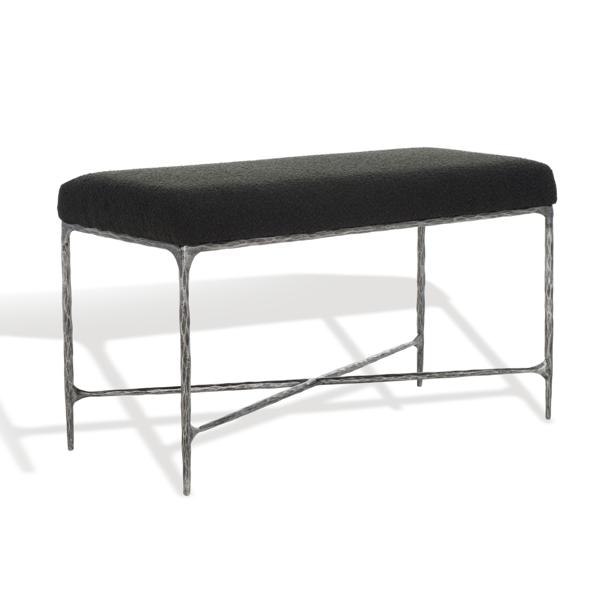 Mandy Boucle & Metal Bench - Black - Image 5