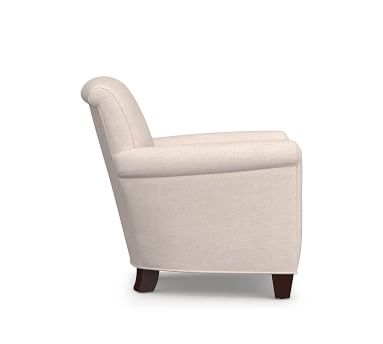 Irving Roll Arm Upholstered Armchair, Polyester Wrapped Cushions, Performance Heathered Basketweave Alabaster White - Image 2