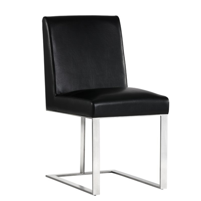  Dean Upholstered Dining Chair Upholstery Color: Black - Image 0