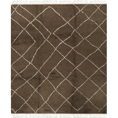 One-of-a-Kind Moroccan Hand-Knotted Brown 9' x 12' Wool Area Rug - Image 0
