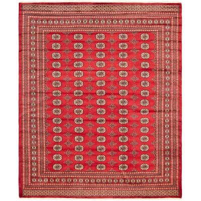 One-of-a-Kind Chrissy Hand-Knotted 2010s Bokhara Red/Brown/Ivory 8'2" x 9'10" Wool Area Rug - Image 0