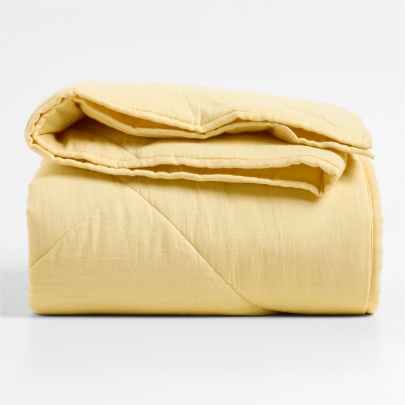 Supersoft Straw Yellow Organic Cotton Gauze Kids Full/Queen Quilt - Image 1