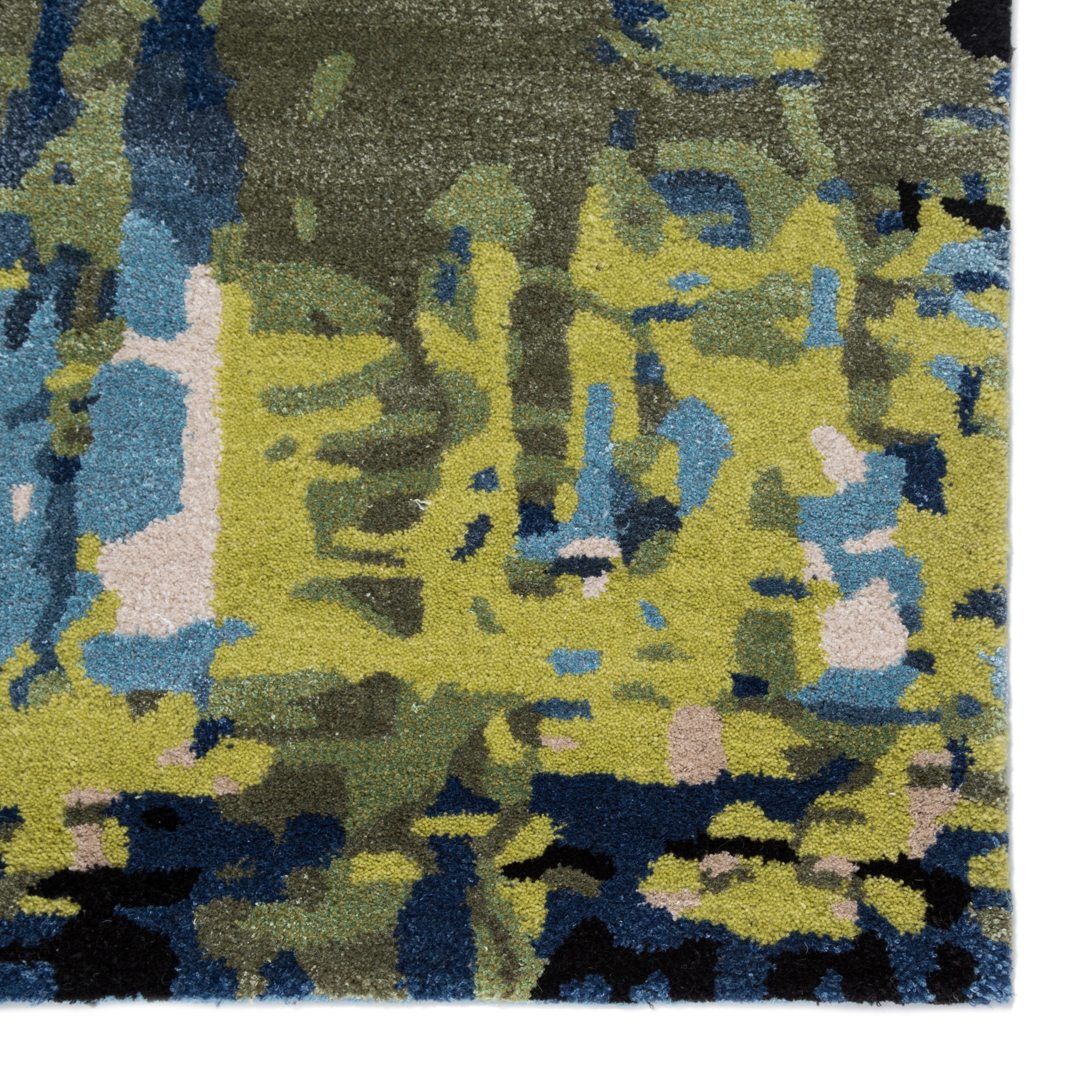 Matcha Handmade Abstract Blue/ Green Area Rug (5' X 8') - Image 3