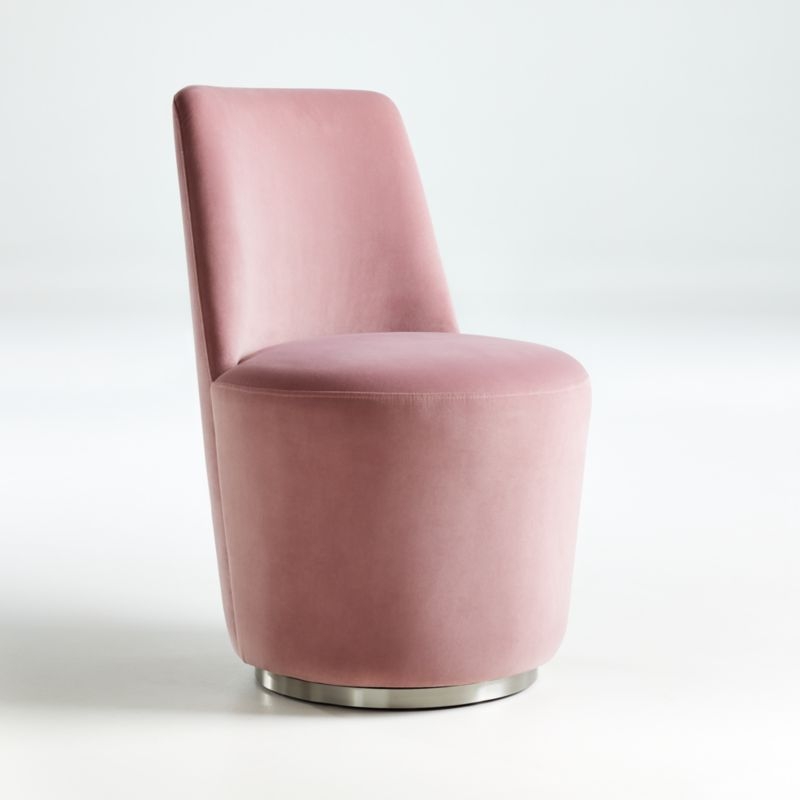 Ofelia Dusty Pink Velvet Swivel Dining Chair - Image 2