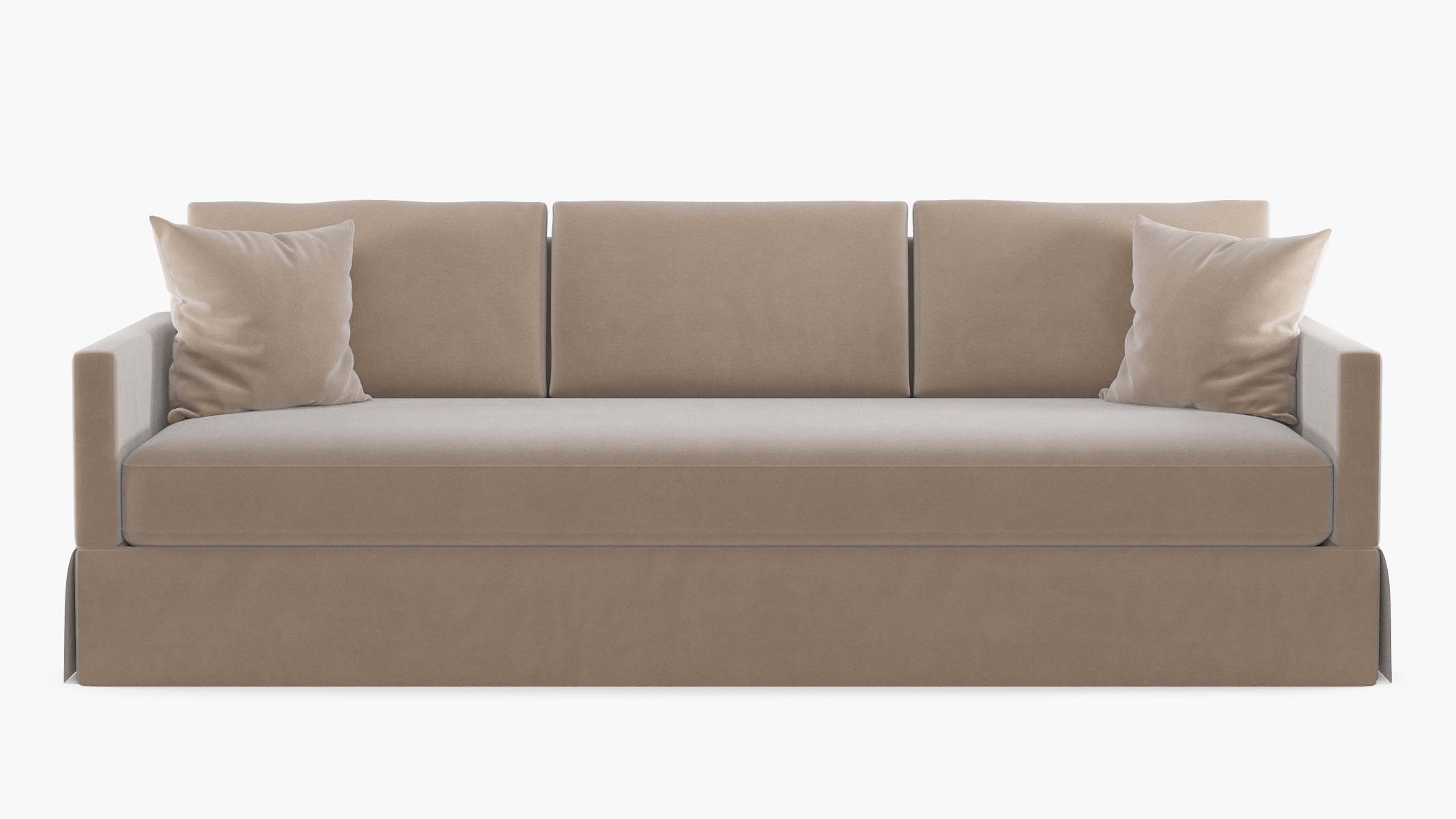 Skirted Track Arm Sofa, Oatmeal Luxe Velvet, Standard (39") - Image 0