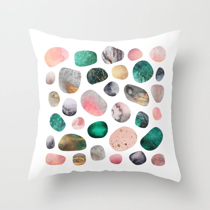 Pretty Pebbles Throw Pillow by Elisabeth Fredriksson - Cover (16" x 16") With Pillow Insert - Outdoor Pillow - Image 0