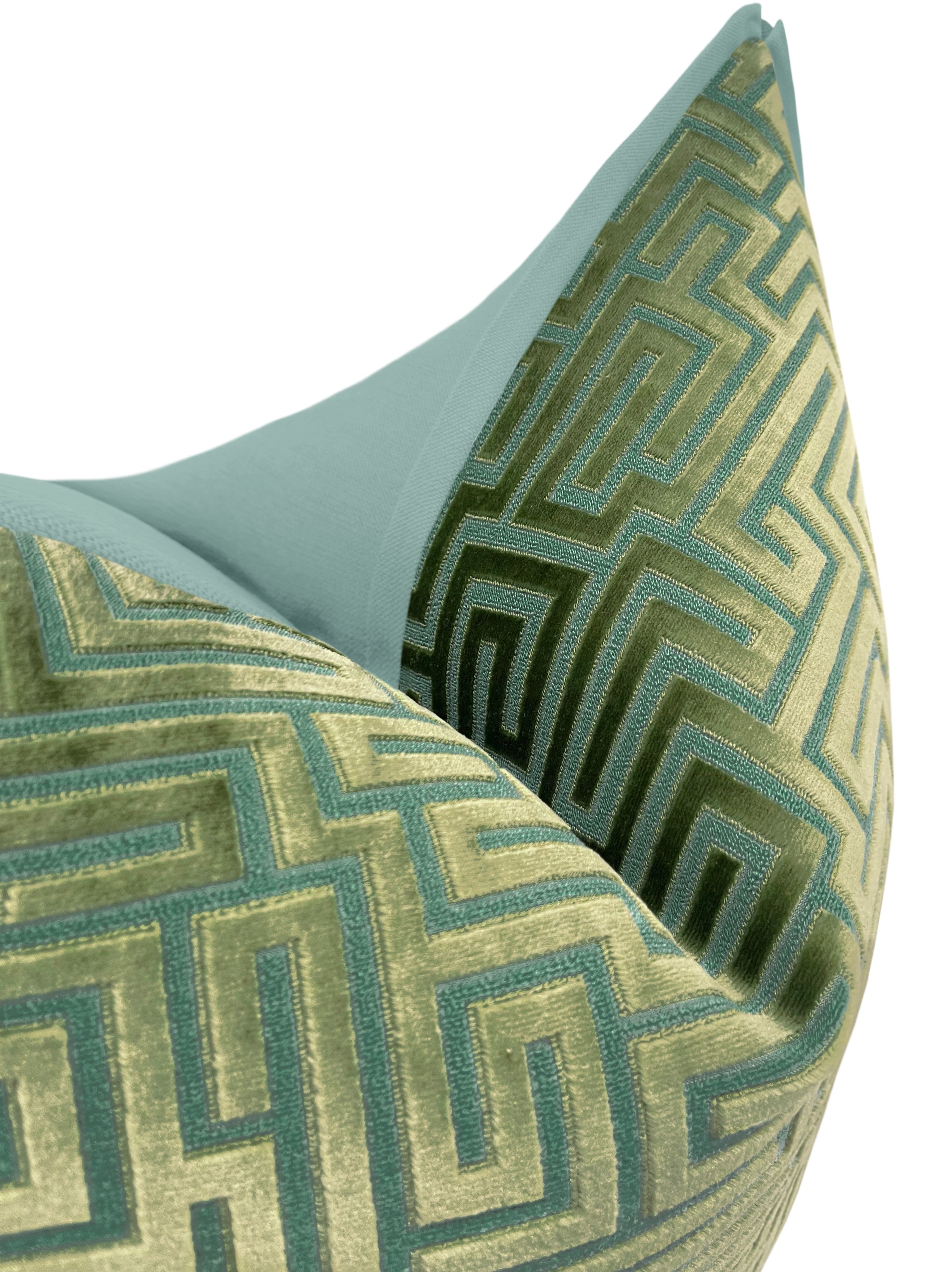 LABYRINTH CUT VELVET // OLIVE JADE | LDC - 20" X 20" / BUTTERFLY FLANGE / Olive - Image 3