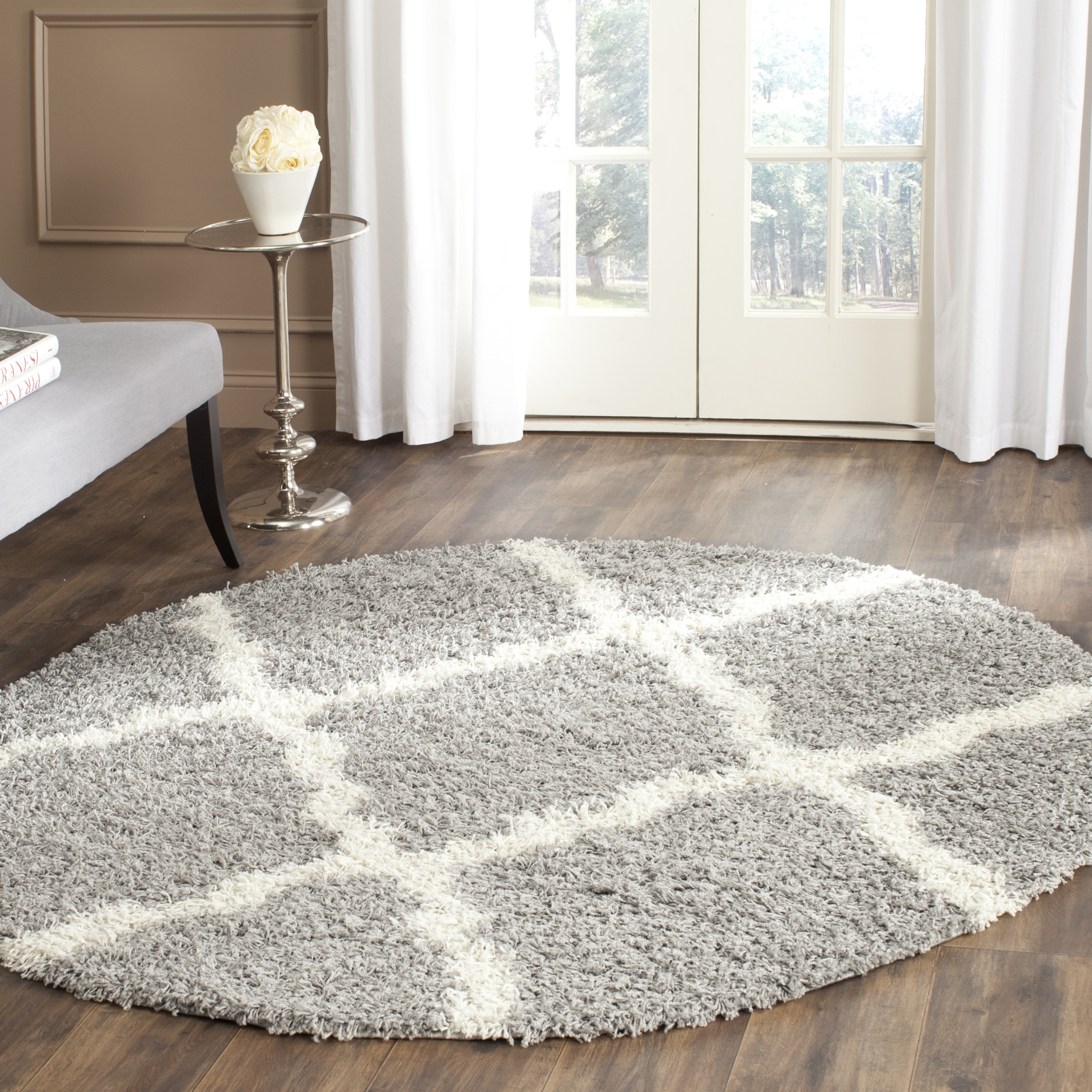 Arlo Home Woven Area Rug, SGD257G, Grey/Ivory,  8' X 8' Round - Image 1