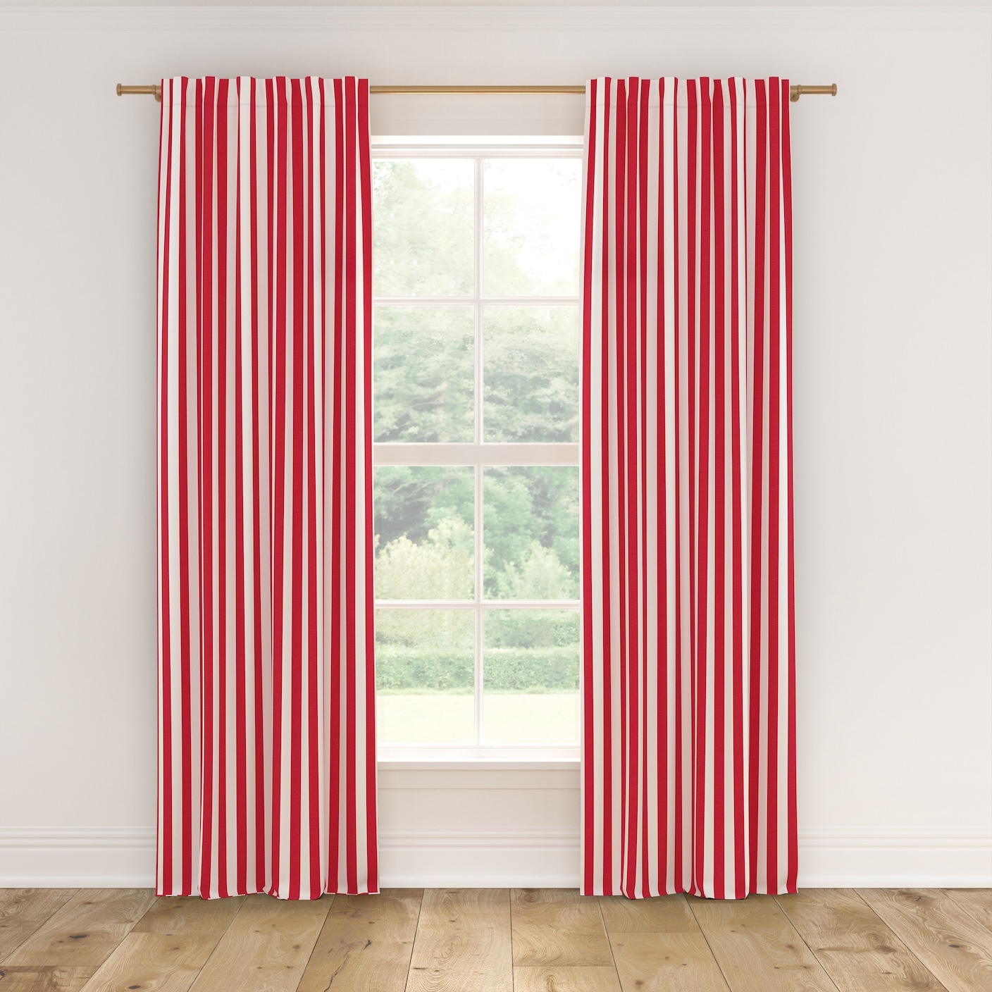 Printed Linen Curtain, Red Cabana Stripe, 50" x 108", Blackout - Image 0