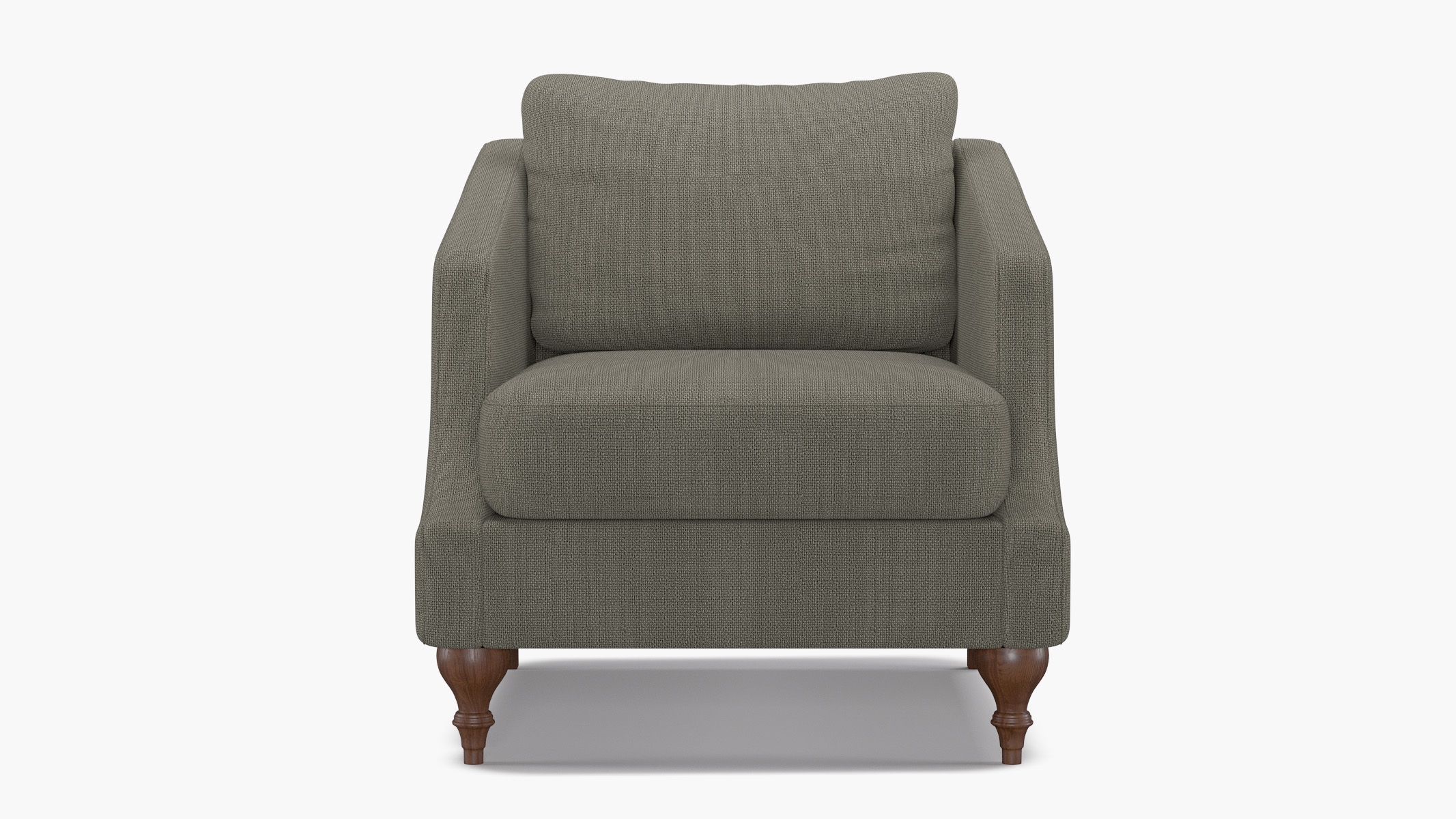 Slope Arm Chair, Putty Everyday Linen, Walnut Turned Wood Leg - Image 0