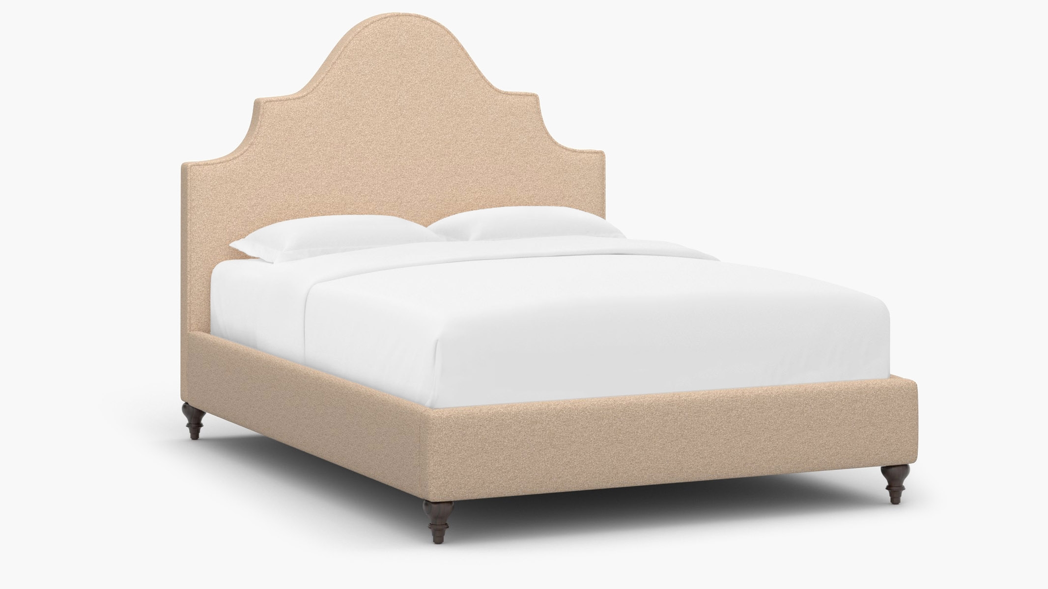 Statement Bed, Buff Boucle, Espresso Traditional Turned Leg, Twin - Image 1