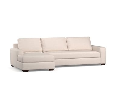 Big Sur Square Arm Upholstered Left Arm Sofa with Chaise Sectional and Bench Cushion, Down Blend Wrapped Cushions, Performance Brushed Basketweave Sand - Image 4