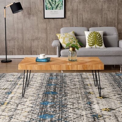 43.3" Modern Wood Coffee Table, Nature Cocktail Table For Living Room - Image 0