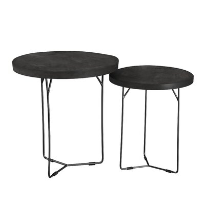 Auton Round Wood And Iron Nesting Tables In A Wash Finish (Set Of 2) - Image 0