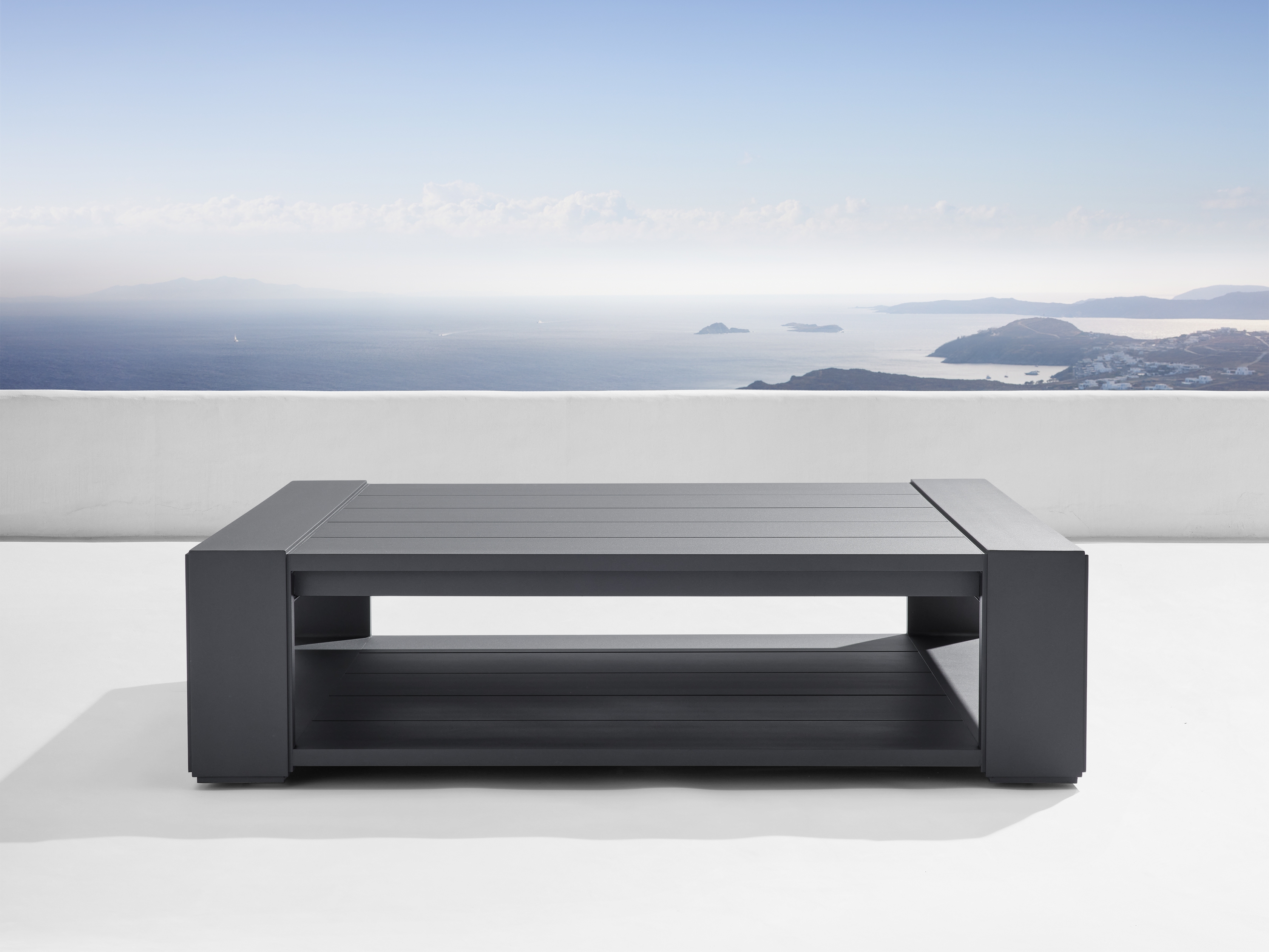 Canyon Outdoor Coffee Table in Lava Grey Aluminum Gray  52" - Image 0