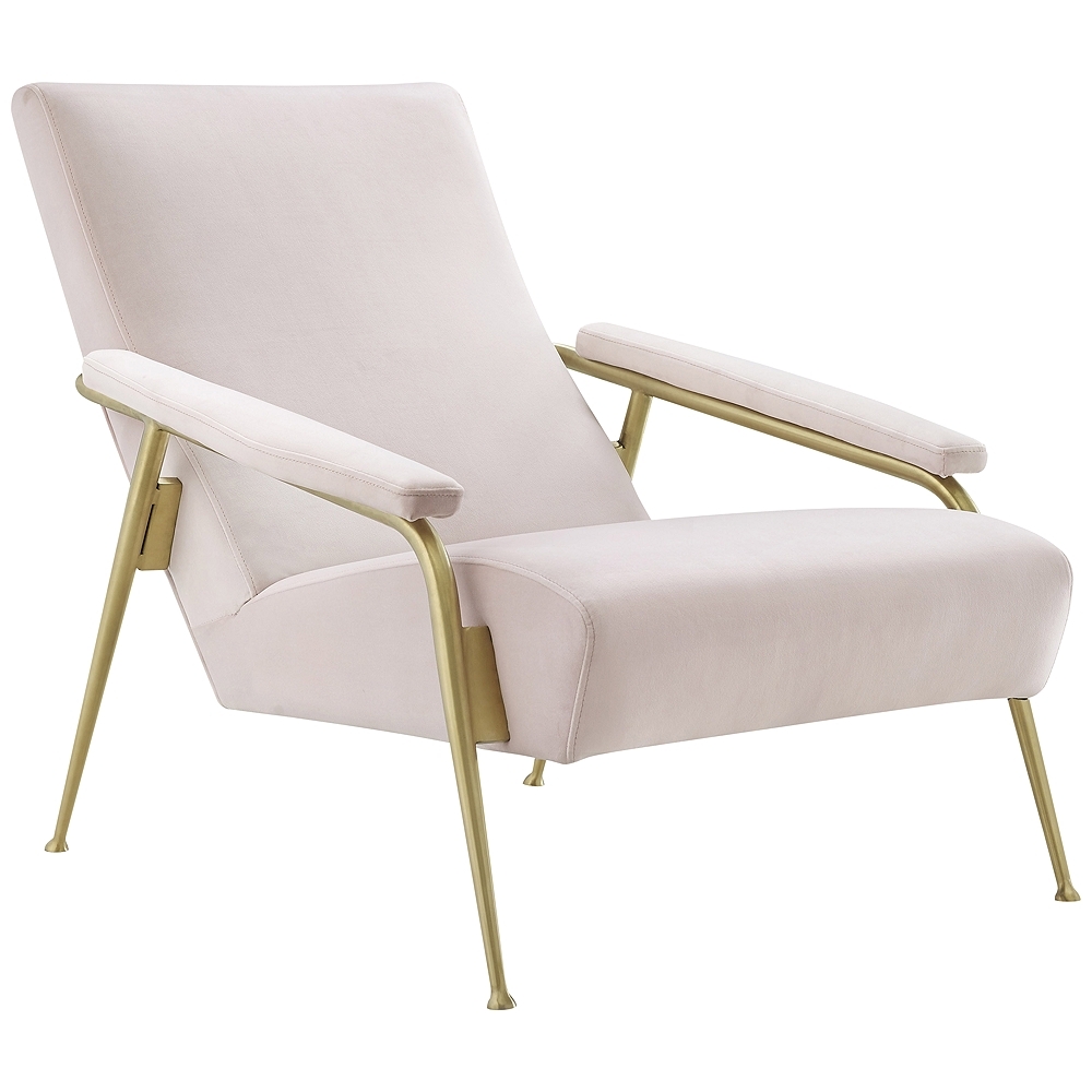 Abbey Velvet and Brushed Gold Armchair - Style # 80N08 - Image 1