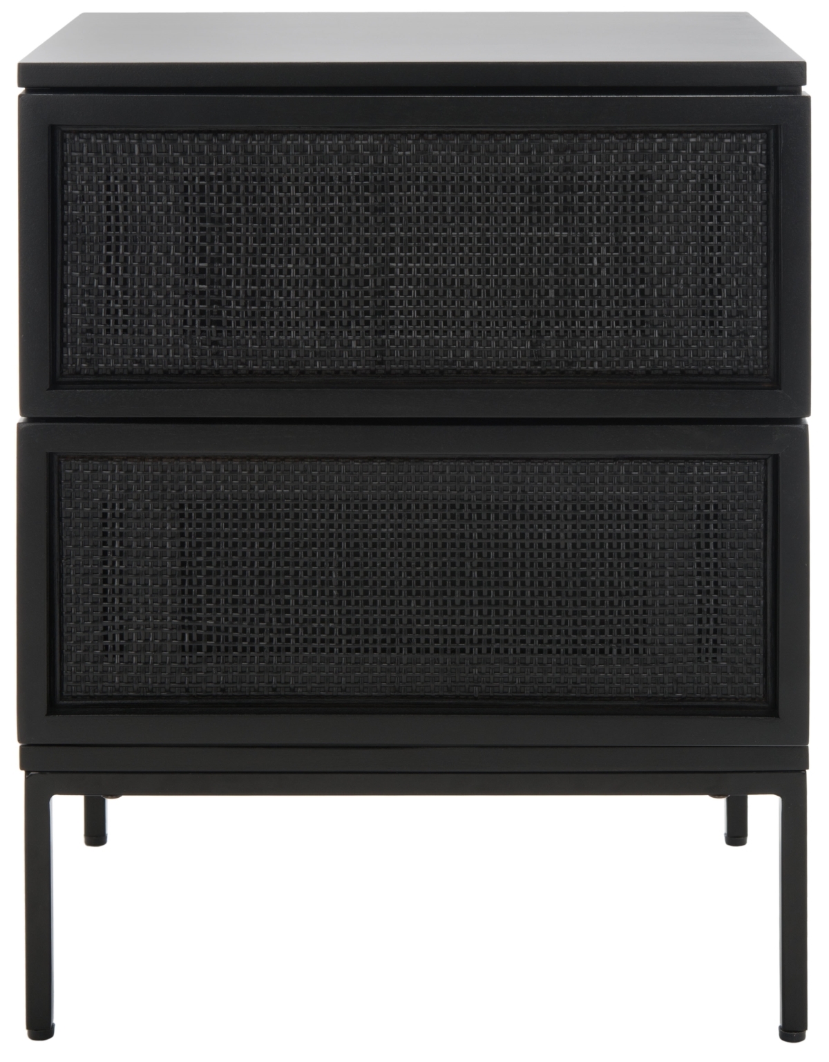Zadie 2 Drawer Rattan Nightstand - Black - Safavieh - Image 0