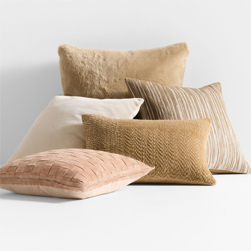 Sierra Tan Faux Fur 23x23 Throw Pillow Cover - Image 1