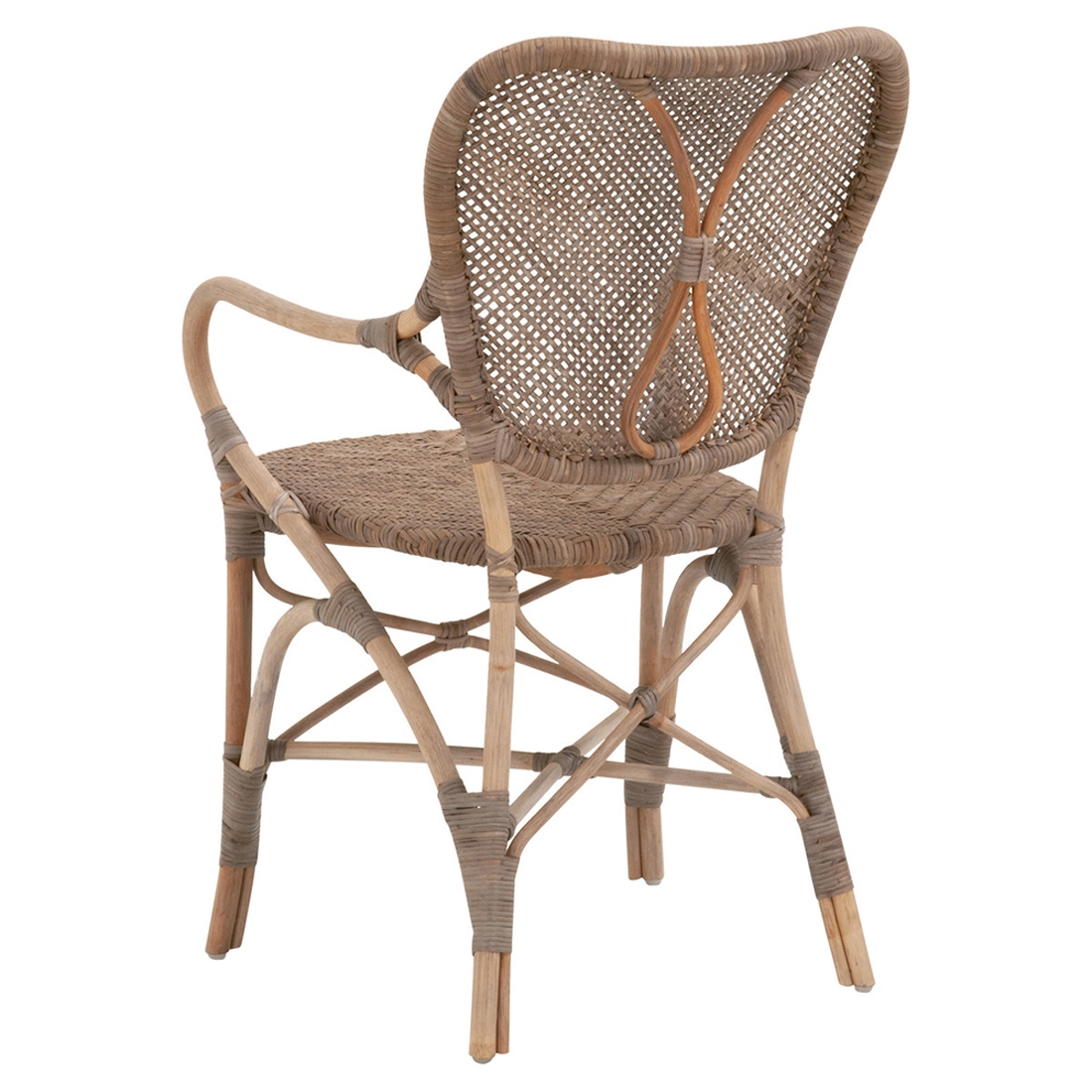 Lisa Coastal Beach Matte Grey Rattan Dining Arm Chair - Image 3