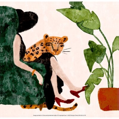 Woman And Cheetah Print On Canvas - Image 0