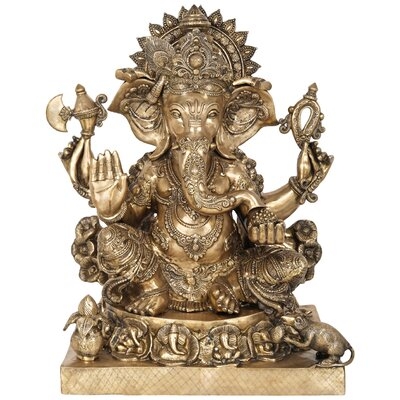 Large Size Blessing Ganesha Seated On Ashta-Ganesha Base - Image 0